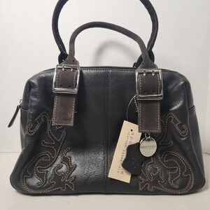 Apostrophe Genuine Leather Handbag Brown Suede‎ Aplique NWT Adjustable